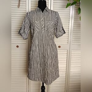 Foxcroft Black & White Plaid Shirt Dress Size 6 – Like New